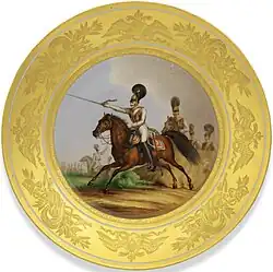 Porcelaine de la manufacture impériale représentant un sous-officier des chevaliers gardes en 1880.