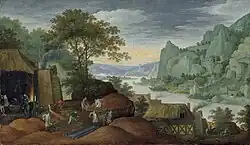 Paysage rocheux avec une fonderie de fer