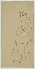Bonhommé, Abainville - Ingénieur, 1837 : on retrouve ce personnage à l'extrême droite du tableau. Il existe également un dessin de ce même individu représenté de face ; le peintre choisit de le représenter de dos dans l'ombre.