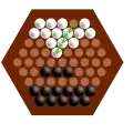 Blanc répond par un mouvement en ligne, toujours de trois billes. Il aurait pu choisir de n’en déplacer que deux ou même une seule.