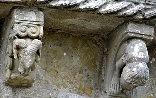 Modillons à têtes de bélier et d'homme.