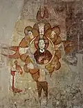 Christ Pantocrator entouré du Tétramorphe (Xe&nbsp;siècle) - Église d'Abdallah n Irqi. Musée d'Assouan, Égypte