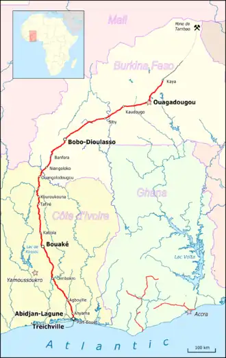 Image illustrative de l’article Ligne d'Abidjan à Ouagadougou