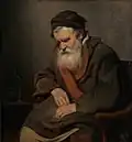 Abraham van Dijck.Vieil homme assoupi, vers 1656, huile sur toile,50,8 x 47 cm. Musée de Dordrecht,  Pays-Bas.