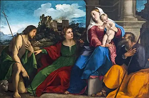 La Sainte Famille, Jean le Baptiste et Catherine d'Alexandrie.