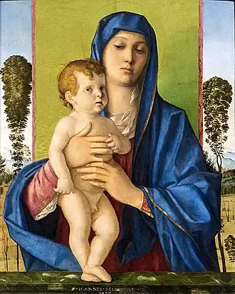 La Vierge aux arbrisseaux, 1487, huile / bois, 74 × 58 cm, Gallerie dell' Accademia, Venise