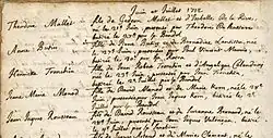 Page de registre manuscrit.