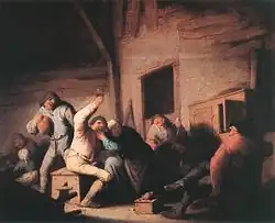 Adriaen van Ostade (vers 1635), Paysans à la taverne.