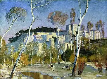 Le Palais des papes d'Avignonpar Adrian Stokes (1854-1935).