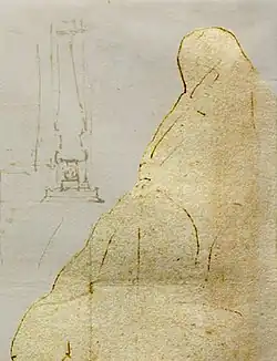 Détail du profil hypothétique de la montagne à sculpter en colosse, Casa Buonarroti, 44 A.
