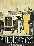 Affiche publicitaire pour les véhicules MOTOBLOC au Musée d'Aquitaine.