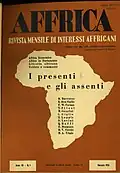 Affrica: Rivista mensile di interessi affricani, Volume 7, issue 1, janvier 1952. Couverture de magazine.
