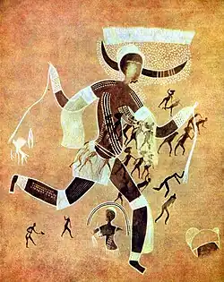 « Dame blanche », peinture rupestre « Têtes rondes », Aouanrhet.