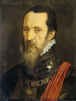Détail d'un portrait peint du duc d'Albe