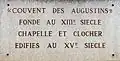 Plaque sur la tour du clocher (septembre 2014).