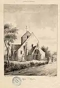 Dessin de l'église en 1874 par Amédée Piette (1808-1883).