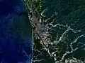 La ville d'Akita depuis l'espace.