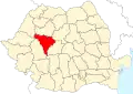Map of Romania highlighting Alba County