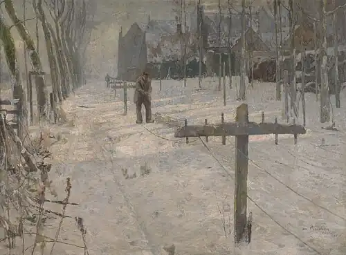 Matin de neige en Flandres. Cordiers sur les rempartsAlbert Baertsoen, 1895Musée des Beaux-Arts de Gand.