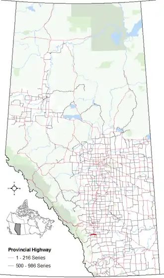 Carte de la Route 7 (Alberta).