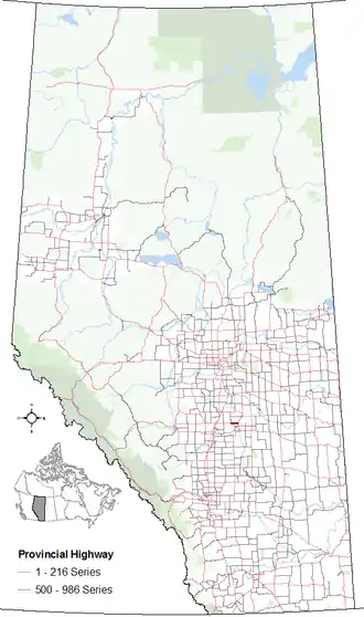Carte de la Route 50 (Alberta).