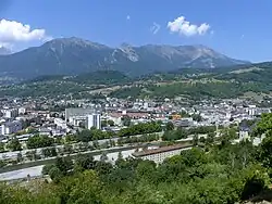Vue aérienne d'Albertville depuis la commune de Pallud