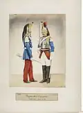 Cuirassiers de la Garde impériale en grande tenue et en tenue de ville.