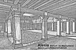 Reconstitution de l'élévation du portique du monument d'Ucuétis à Alésia