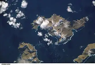 Vue aérienne de l'île.