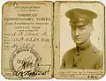 Carte d'identité militaire d'Alexander Blair Thaw. National Air and Space Museum, Washington.