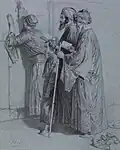« Quatre Juifs au mur des Lamentations, » gravure d'A. Bida v. 1850.