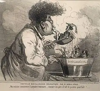 « Alexandre Dumas concoctant une bouillabaisse de personnages », par Cham.