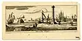 Alexandrie vers 1665. À droite de la colonne, la mosquée. À la pointe, à gauche, la citadelle de Qaitbay. British Museum.