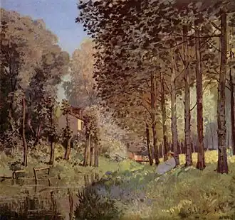 Le Repos au bord d'un ruisseau. Lisière de bois par Alfred Sisley (1872)