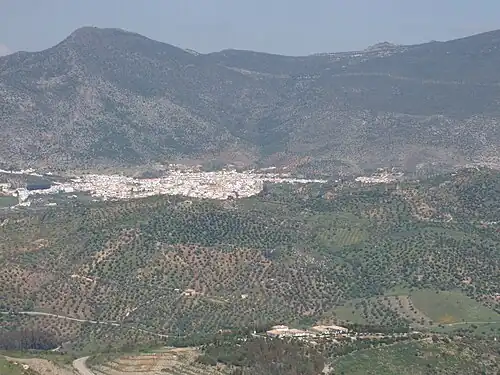 Algodonales vu depuis le château de Zahara (es) au sud