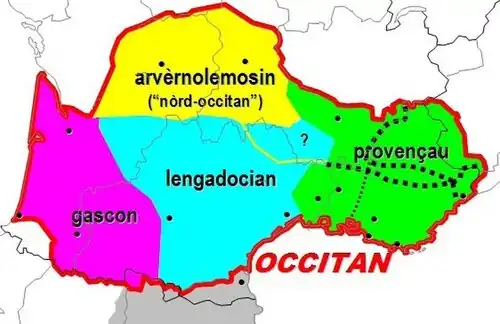 Les dialectes de l'occitan selon Jacques Allières.