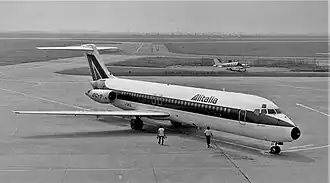"Isola di Stromboli", le Douglas DC-9 d'Alitalia impliqué (I-DIKQ), photographié quelques années avant l'accident.