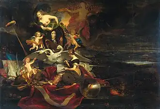 Allégorie sur le raid près de Chatham en 1667, avec un portrait de Cornelis de Witt
