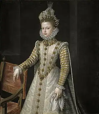 Alonso Sánchez Coello. Isabelle-Claire-Eugénie d'Autriche, fille de Philippe II à l'âge de 13 ans, 1579