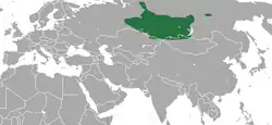 Carte d'Eurasie avec une large tache verte au centre