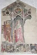 Fresque de l'école de Spinello Aretino, avec "Sainte Catherine d'Alexandrie, Saint Laurent et Sainte Barbe ». Début du XVe&nbsp;siècle.