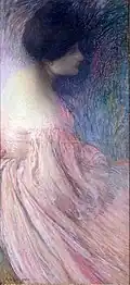 Edmond Aman-Jean, Femme en robe rose, 1898.