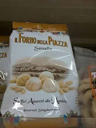 Un sachet d'amaretti aux amandes fabriqués dans le village de Sassello.