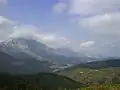 Vue de la ligne de crête de l'Anboto par la face sud depuis le Besaide.