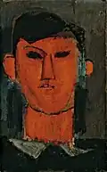Peinture d'un jeune homme en buste très géométrique