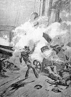 Explosion d'un canonle 13 décembre 1888