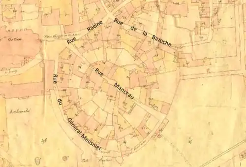 L'amphithéâtre de Tours sur le cadastre napoléonien.