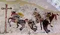 Fresque peinte représentant le « Dit des trois morts et des trois vifs » (fin du XVe&nbsp;siècle et début du XVIe&nbsp;siècle).