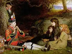 1884Les trois sœurs Pettigrew posent pour John Everett Millais, Une idylle en 1745