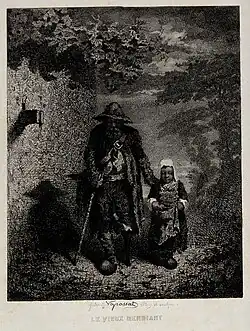Le vieux mendiant, gravure, Londres, Wellcome Collection.